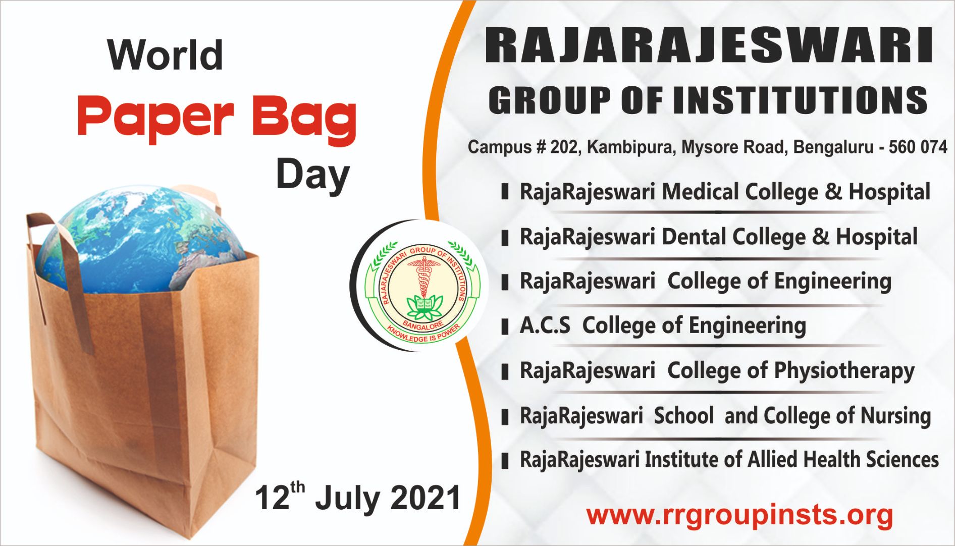 World Paper Bag Day RajaRajeswari Dental College and Hospital in